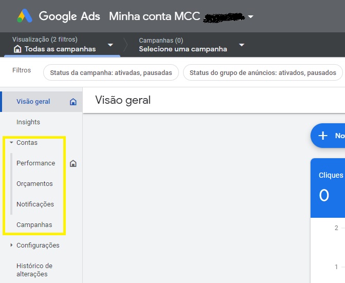 google ads conta mcc