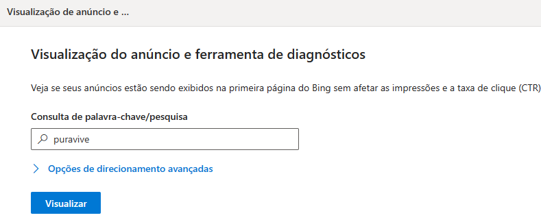 visualização de anúncios no bing ads