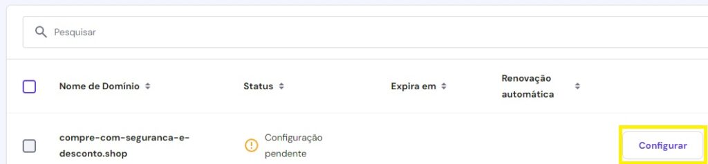 hostinger configuração de domínios