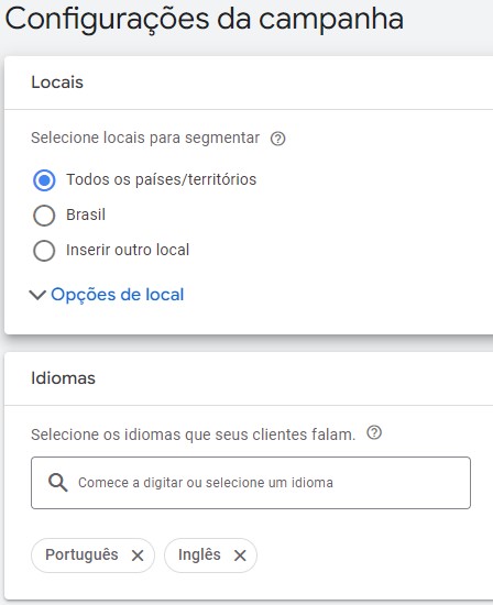 youtube ads configuração de campanha