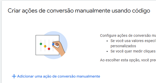 google ads criar meta de conversão manual