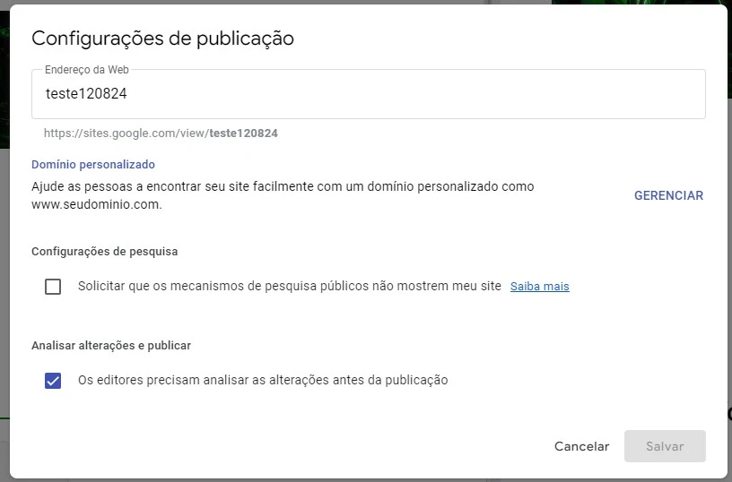 google sites publicar