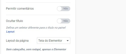 layout do elementor