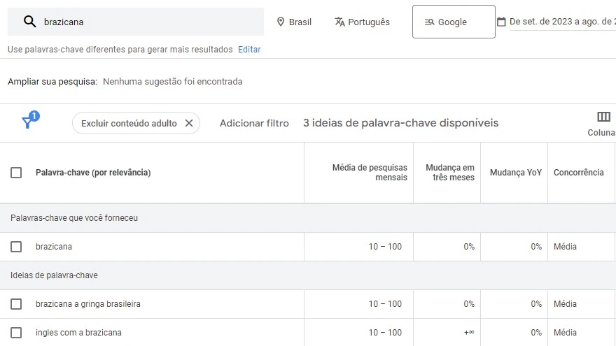 planejador de palavras-chaves do google