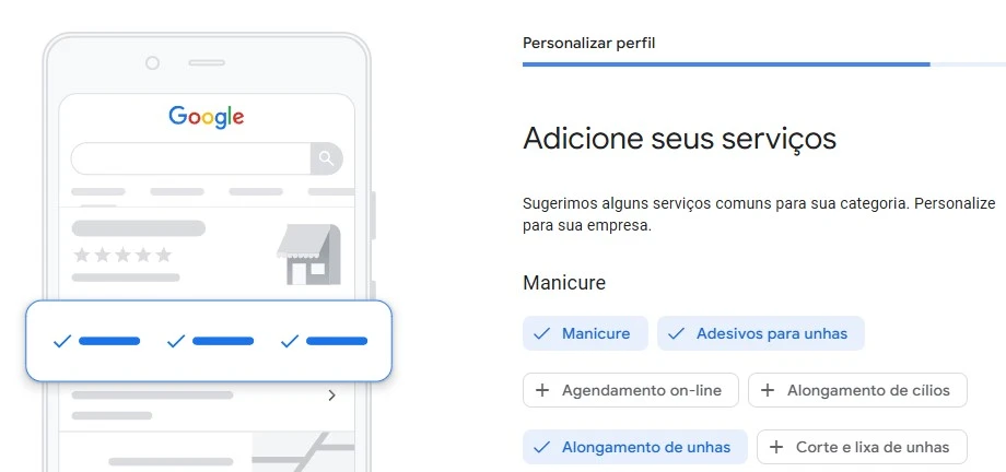 google meu negócio serviços