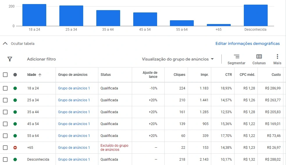 segmentacao de idade no google ads