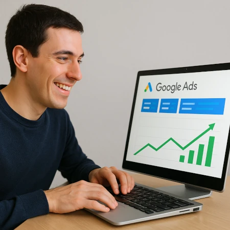 homem feliz no google ads